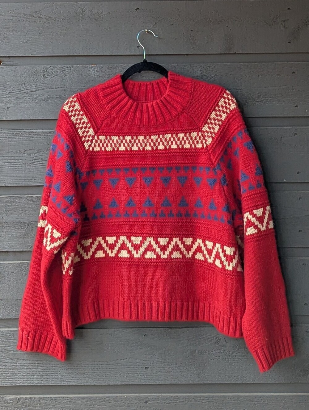 Universal Thread Red & Blue Fair Isle Sweater Size XL Chunky Knit